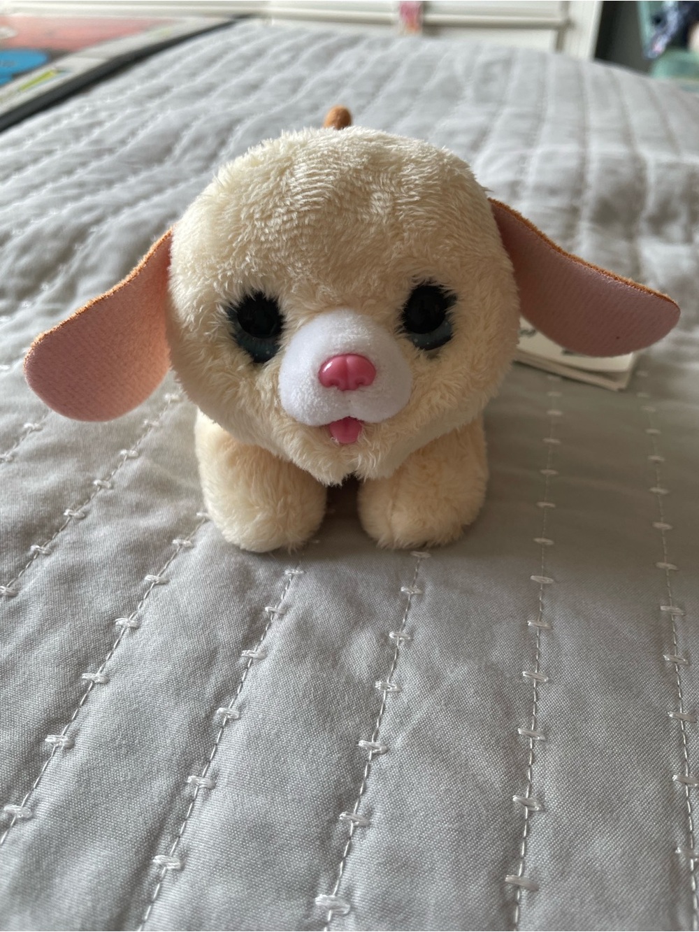 Hasbro Cream Plush Puppy Toy with Pink Nose and Ears